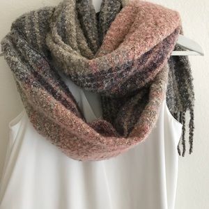 Grey and pink super soft and warm scarf